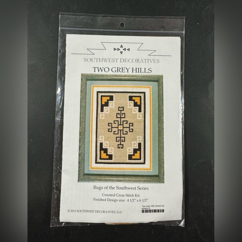 HAND CRAFTED Two Grey Hills Rugs of the Southwest Series Cross Stitch